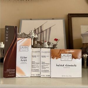 LUXURY Foundation Bundle for Medium-Dark Skin Tones BECCA, CLARINS, LAURA GELLER